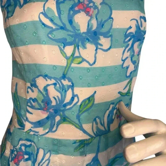 Lilly Pulitzer size 12 striped blue and white floral print Roswell posey dress. - Picture 8 of 10